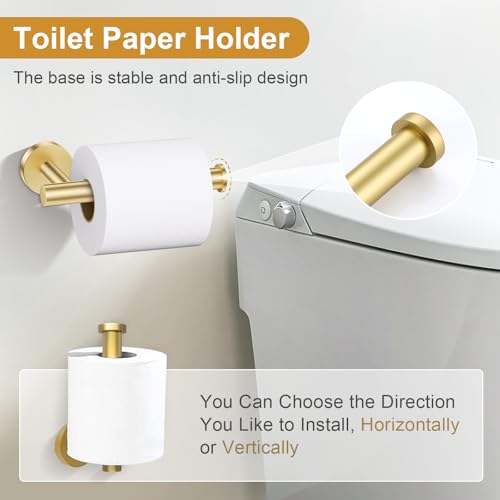 5-Piece Bathroom Hardware Accessories Set,Brushed Gold Towel Bar Set with Smiley Face Towel Rings, Stainless Steel Wall-Mounted Towel Holder Set for Bathroom,23.6 Inch - color: Gold