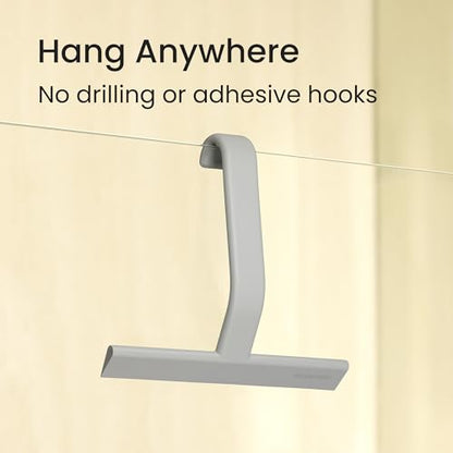 JustHang Shower Squeegee with Built-in Hook, 10-Inch Gray | Award-Winning Design, All-One-Piece Soft-Touch Silicone, for Glass Door, Bathroom, Window, Mirror, Tile Wall, Car - color: Dark Gray