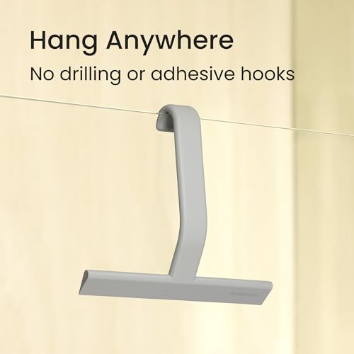JustHang Shower Squeegee with Built-in Hook, 10-Inch Gray | Award-Winning Design, All-One-Piece Soft-Touch Silicone, for Glass Door, Bathroom, Window, Mirror, Tile Wall, Car - color: Dark Gray