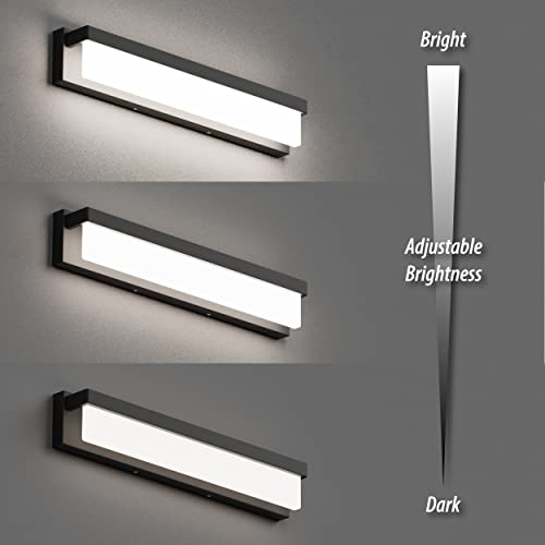 LED Bathroom Vanity Light Fixture Over Mirror 32.3 inch Modern Rectangle Black Matte Metal Lighting Bar 4000K Daylight Wall Sconce (Black) - color: Black, size: 32 inch