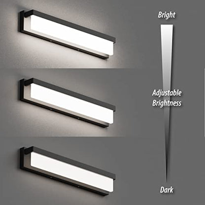 LED Bathroom Vanity Light Fixture Over Mirror 32.3 inch Modern Rectangle Black Matte Metal Lighting Bar 4000K Daylight Wall Sconce (Black) - color: Black, size: 32 inch