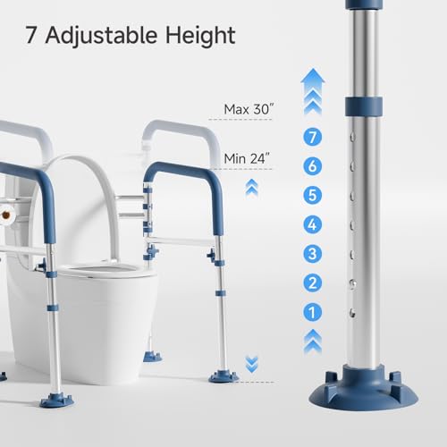 Toilet Safety Rails, Adjustable Bathroom Toilet Frame for Elderly and Handicap, Supports up to 350Lb