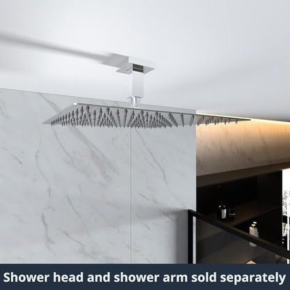 Straight Shower Arm with Flange, Ceiling Mount 3 Inches Rain Shower Head Arm Extension Replacement with Anti-Scratch Escutcheon Plate, DOLGABA Polished Chrome - color: Square Polished Chrome 3 Inch