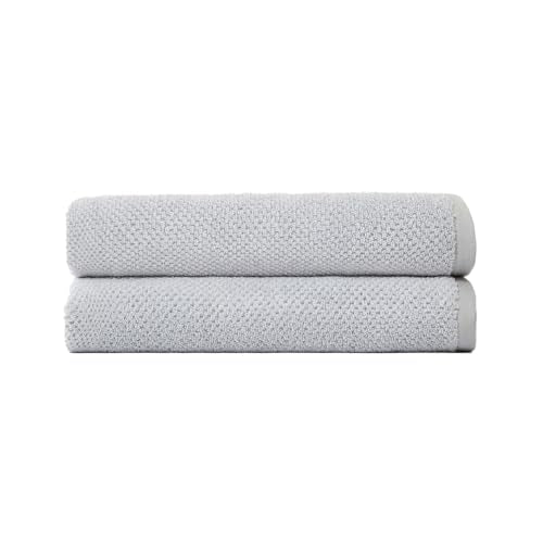 Cozy Earth Nantucket 60% Cotton 40% Viscose from Bamboo Bath Sheet | 600 GSM Plush and Fast-Drying with Rice Weave Pattern, 2 Pack 40" x 65" Luxury Bath Sheet, Harbor Mist - color: Heathered Harbor Mist, size: Bath Sheet