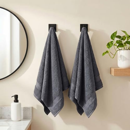 Sofea Hand Towels 6 Pack (16 x 28 Inches) 100% Cotton Bathroom Towels, Soft Absorbent Quick Dry Hand Towels for Bathroom Kitchen - color: Dark Grey