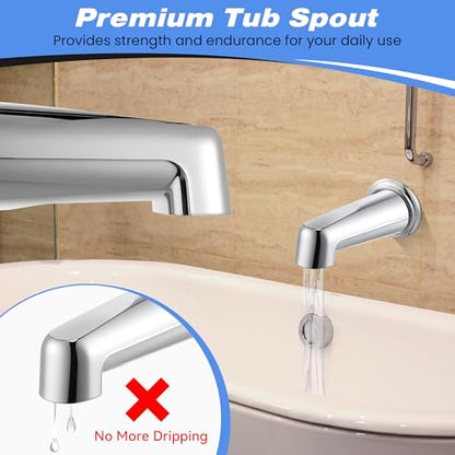 7″ Tub Spout Universal Fits,Without Diverter,Chrome | Fits 1/2" Copper Pipe, 1/2" IPS and 3/4" IPS, Bathroom Bathtub Faucet with Adapters and Hex Wrench - color: Chrome, style: Without Diverter