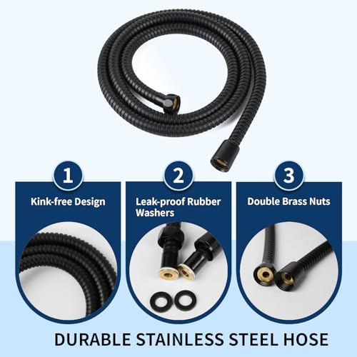 6-Mode Shower Head with Handheld, High Pressure Handheld Showerhead, Black | 3.94 Inch Handheld Spray with 59 Inch Stainless Steel Hose and Adjustable Shower Holder, Tool-free Installation - color: Black-3.94 Inch