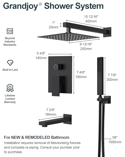 10" Shower Faucet Set with Tub Spount, High Pressure Rainfall Shower Head and Handheld Sprayer Combo, Bathroom Tub Shower Faucet Set, Matte Black - color: Matte Black