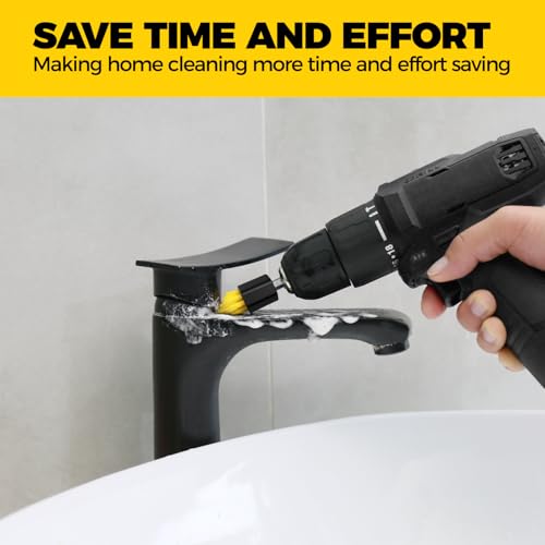 Holikme 6pcs Drill Brush Multi-Purpose & Grout Head,Crevice Cleaning Brush | 3/4”W Drill Brush Attachment Set, Corner Brush, Detailing Brushes for Home/Kitchen/Bathroom/Grout/Tile/Shower/Tub