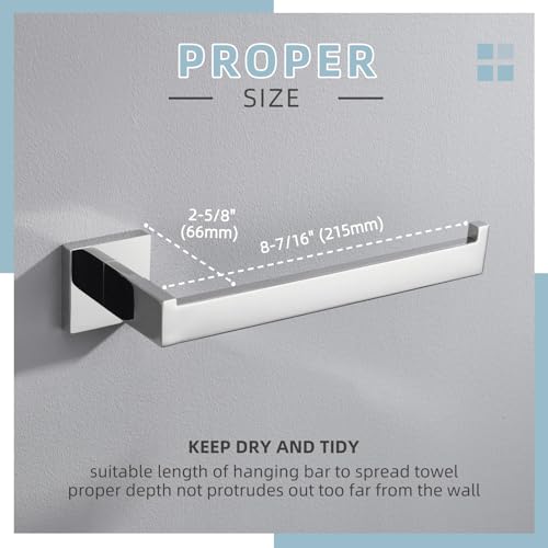 Angle Simple Towel Holder for Bathroom, Hand Towel Bar, Polished Chrome | Rustproof SUS304 Stainless Steel, Open Arm Hanger with Clean Modern Style, Ideal for Kitchen Shower Vanity Sink, Screw Mount - color: Polished Chrome