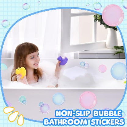 Fullhawl 15 Pcs Bubble Non Slip Bathtub Stickers Colorful Bubble Anti Slip Shower Stickers Shower Floor Nonslip Sticker Applique Adhesive Decals with Scraper for Bathtub Bathroom Floor - style: Bubble