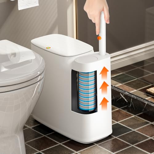 CTIME 3 in 1 Bathroom Trash can with toilert Brush,36 Refills | 3 in 1,modern bathroom, 36 Refills,bathroom, toilet