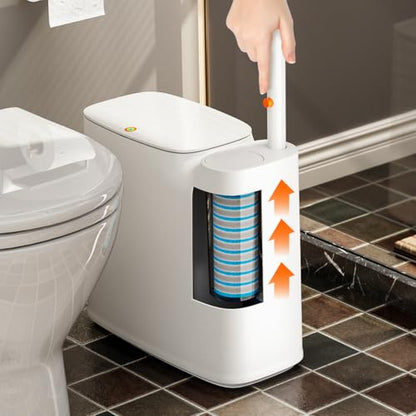CTIME 3 in 1 Bathroom Trash can with toilert Brush,36 Refills | 3 in 1,modern bathroom, 36 Refills,bathroom, toilet