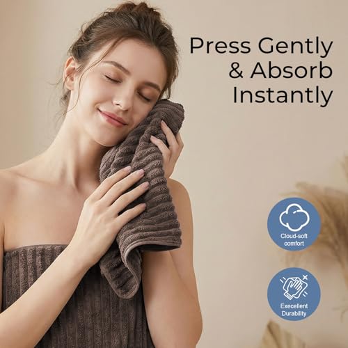 ZVH Hand Towels for Bathroom 6pcs 14X29.5inch,Quick Dry Microfiber,Super Soft,Hand Towels with Hanging Loops for Spa,Kitchen,Hotel (Brown, Set of 6) - color: Brown