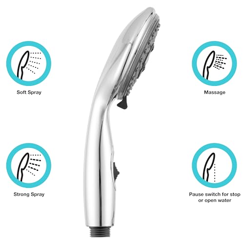 Dura Faucet DF-SA432-CP RV Handheld Shower Wand (Chrome) | RV handheld shower wand with water-saving control. Fits standard RV shower hoses. Chrome finish. - color: Chrome Polished, size: Shower Wand