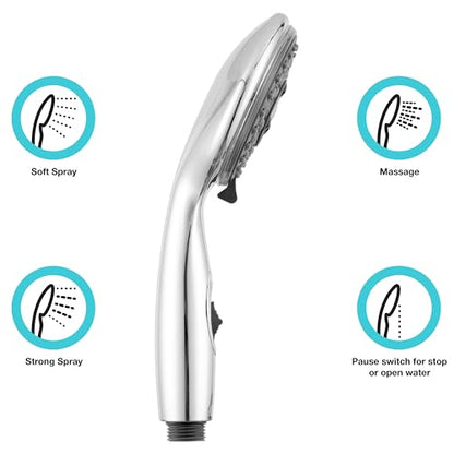Dura Faucet DF-SA432-CP RV Handheld Shower Wand (Chrome) | RV handheld shower wand with water-saving control. Fits standard RV shower hoses. Chrome finish. - color: Chrome Polished, size: Shower Wand