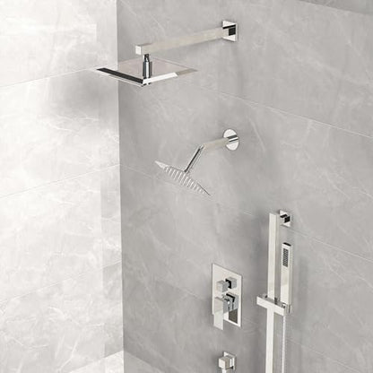 10" High-Pressure Rainfall Shower Faucet with Handheld Spray, Wall Mount Dual Shower Head System with Slide Bar (Polished Chrome) - color: Chrome, style: Wall Mount-with Slide Bar