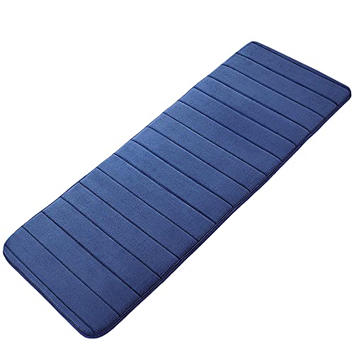 uxcell Memory Foam Bath Mat, Absorbent Runner Kitchen Rug, Soft and Comfortable Runner Floor Mat for Kitchen Bathroom Floors 16" x 47", Blue - color: Blue, size: 16 x 47 inches