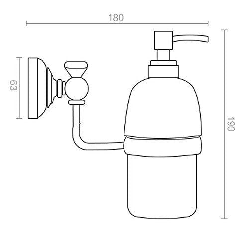 Leyden Antique Brass Soap Dispenser,Wall Mount Hand Soap Pump Bathroom Liquid Holder Lotion Bottles Vintage Dish Ceramics Removable for Kitchen Sink Countertop