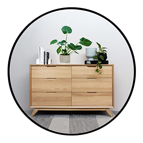 Black Circle Mirror, 20 inch Round Mirror Metal Frame, Black Bathroom Mirrors for Bedroom, Bathroom, Living Room, Over Sink, Rustic, Vanity - color: Black, size: 20"L x 20"W