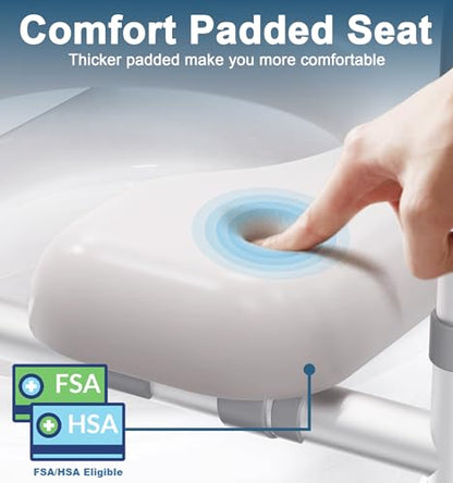 HOMLAND Toilet Seat Risers for Seniors with Handles, Dual-Crossbar, 400lb | Adjustable Height and Width, Padded Seat, Aluminum Reinforced Frame, Raised Handicap Elevated Toilet Seat Fit Any Toilet