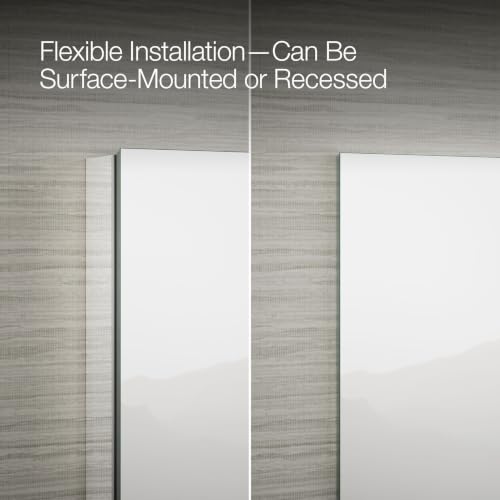 Kohler 55064-NA Embark Slim Medicine Cabinet Mirror, Adjustable Shelves with Mirrored Doors, 30 in. W x 26 in. H - size: 30 in. x 26 in., style: Flat Edge