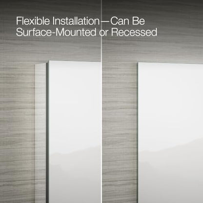 Kohler 55064-NA Embark Slim Medicine Cabinet Mirror, Adjustable Shelves with Mirrored Doors, 30 in. W x 26 in. H - size: 30 in. x 26 in., style: Flat Edge