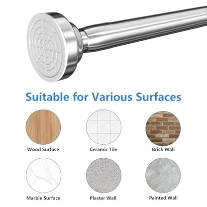 Umimile Shower Curtain Rod, 1 Inch Adjustable Spring Tension Curtain Rod | 304 Stainless Steel Shower Rod for Bathroom, Windows, Never Rust Non-Slip (Stainless Steel, 57-100”) - color: Stainless Steel, size: 57-100”