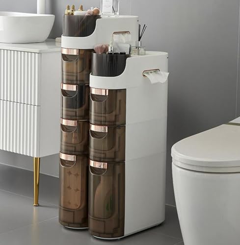 4 Tiers Mobile Narrow Storage Cabinet with Large Capacity, Bathroom Floor Cabinet with Wheels Free Slim Storage Cart with Drawers for Living Room Bathroom - size: 4-Tier