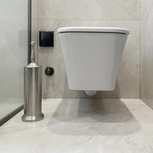 Brushed Nickel Toilet Bowl Brush with Holder, Durable Bathroom Cleaning Tool, Modern Design for Easy Toilet Maintenance, Bathroom Cleaner Brush for Efficient Cleaning and Hygiene - color: Brushed Nickel 2