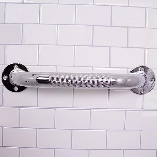 Carex Textured Grab Bars for Bathtubs and Showers - Grab Bars for Bathroom Safety - 12 inch Durable Stainless Steel Shower Handle Serves as Handicap Grab Bar and Elderly Assistance Products - size: (Pack of 1)