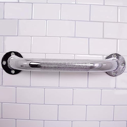 Carex Textured Grab Bars for Bathtubs and Showers -Grab Bars for Bathroom Safety - 12 inch Durable Stainless Steel Shower Handle Serves as Handicap GrabBar and Elderly Assistance Products (Pack of 6) - size: (Pack of 6)