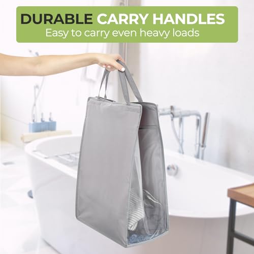 FENTEC 1 Pack Grey Hanging Laundry Hamper，Laundry Hamper Bag with Handles | Hanging Laundry Basket, Slim Laundry Hamper Bag, Portable Hanging Closet Hamper, Mesh Heavy Duty Hanging Laundry Bag - color: Grey, size: 1 Pack-one Section