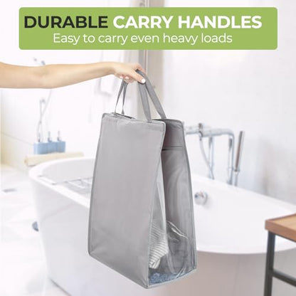 FENTEC 1 Pack Grey Hanging Laundry Hamper，Laundry Hamper Bag with Handles | Hanging Laundry Basket, Slim Laundry Hamper Bag, Portable Hanging Closet Hamper, Mesh Heavy Duty Hanging Laundry Bag - color: Grey, size: 1 Pack-one Section