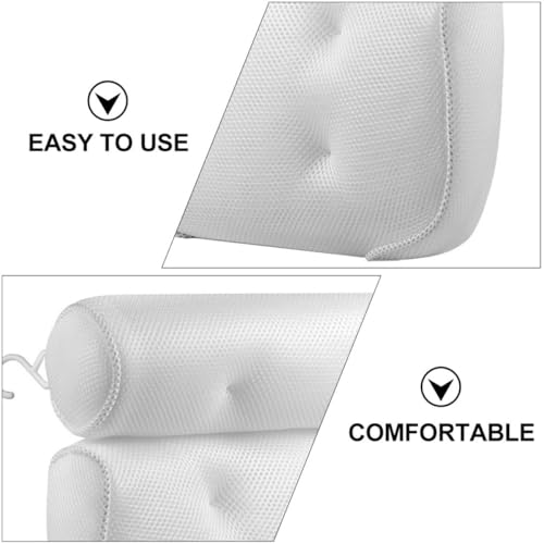 PRETYZOOM Non-Slip Bath Pillow with 6 Suction Cups, Air Mesh Tub Head and Neck Support for Adults, Spa Bathroom Cushion for Soaking and Relaxation