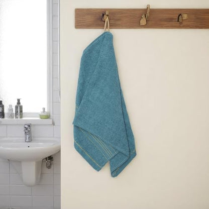 1 Pcs Towels Gold Thread Weave Bath Towel Microfiber Bamboo Fiber Blue 33x74cm