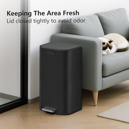 mVm 10.6 Gal Kitchen Trash Can, Step Trash Can with Lid, Smooth Edge Garbage Bin for Home Office (Black) - color: Black, size: 10.6Gal
