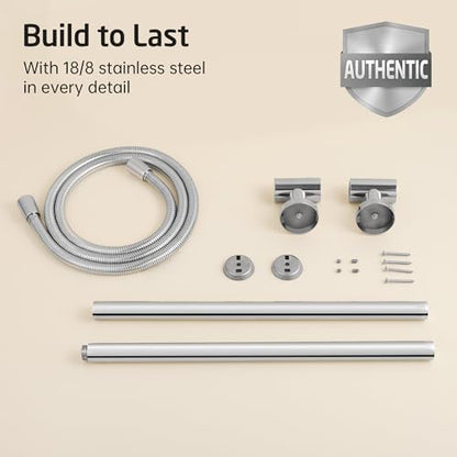 KES 30-Inch Shower Slide Bar with High Pressure 9 Functions Adjustable Handheld Shower Head & 59-Inch Hose, Built-in Power Wash to Clean Tub Tile & Pet, Wall Mount Polished Finish 18/8 Stainless Steel - color: Chrome