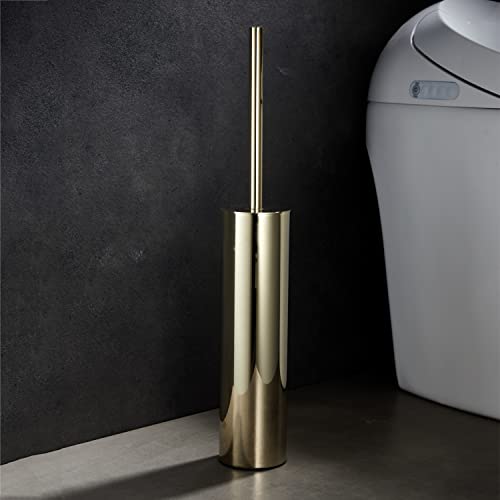 Freestanding Luxury Toilet Brush 304 Stainless Steel Toilet Brush and Holder 19-Inches Tall Round Rust Resistant Anti-Odor and Easy to Clean with Polished Gold Finished - color: 19-inch Round High Polished Gold