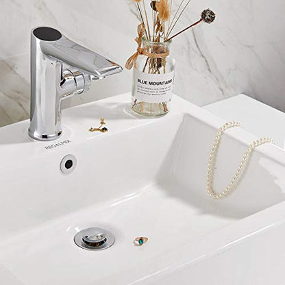 REGALMIX Pop Up Drain Stopper, Built-in Anti-Clogging Strainer, Polished Chrome, Fits Standard American Drain Hole (1-1/2" to 1-3/4") - color: Chrome, size: With Overflow
