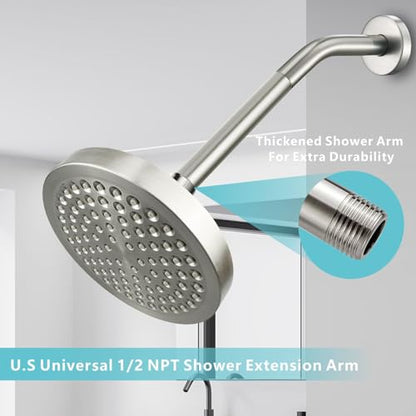 Shower Extension Arm, Solid Stainless Steel Shower Pipe Extension with Teflon Tape and Washer, For Lowering or Extending Showerhead (6 Inch, Brushed Nickel) - color: Brushed Nickel, style: 6 Inch