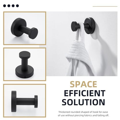 Angle Simple Towel Hook Matte Black, SUS304 Stainless Steel Bathroom Hand Towel Holder, Compact Round Robe Hook Wall Mount - color: Matte Black, size: 1 Pack