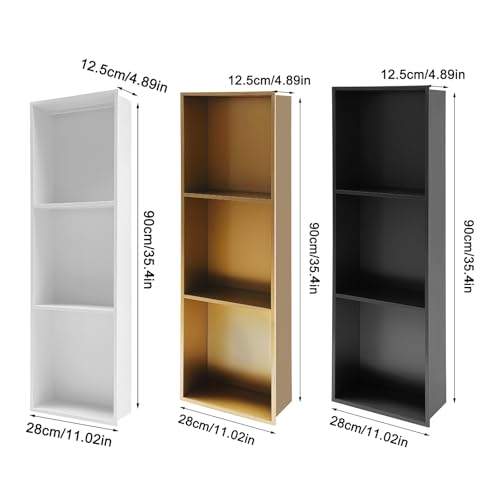Recessed Shower Storage Shelf, 3-Tier Stainless Steel Niche Brushed Nickel, No Tiles Required, 35.4" H X 11" L Vertical Bathroom Storage Rack for Shampoo Soap (Titanium Gold) - color: Titanium Gold