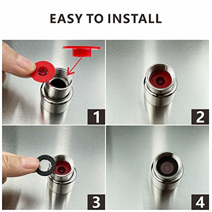 Voolan Shower Flow Restrictor Set - Fixed Showerhead Replace Parts -1.8 and 2.5GPM Flow Reducer Limiter + 2 Filter Gaskets + 5 Soft Silicone Nozzles For Shower Head Replacement - style: 4 Pack