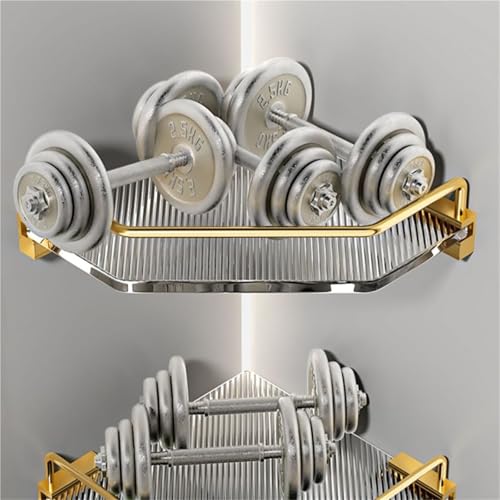 Bathroom Shelves Metal Acrylic Electroplating Wall Hanging Corner Shelf Waterproof Strong Bearing Shower Shelf(A) - color: A