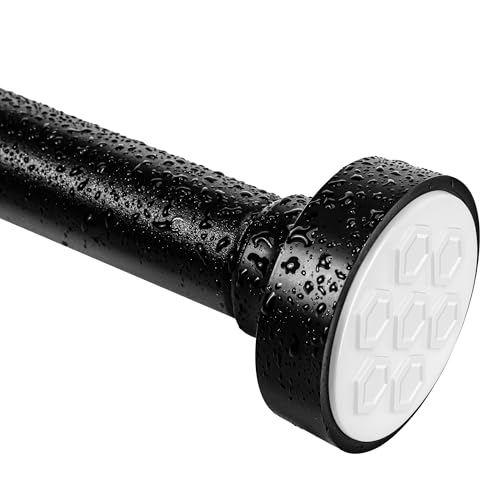 Matte Black Adjustable Spring Tension Shower Curtain Rod 31-38" – No Drilling Required, Easy Installation, Anti-Slip ABS Base, Phosphating & Electrostatic Coating, for Bathrooms - size: 31"-38"