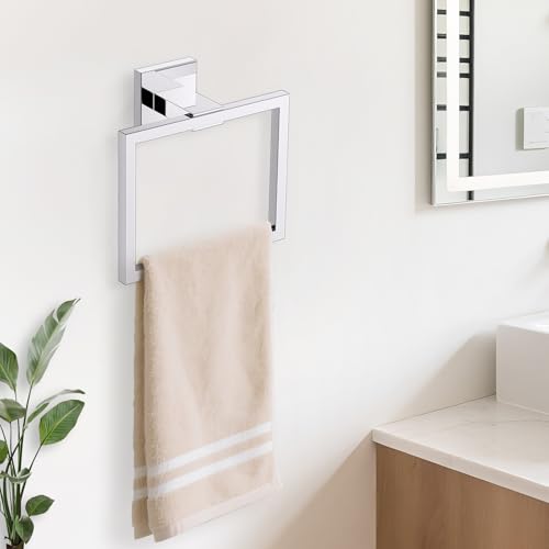 TURS Bathroom Hardware Set Chrome 4-Piece Towel Bar Set Include 24 Inch Towel Bar Towel Ring Towel Hook Toilet Paper Holder with Shelf Wall Mounted. - color: Chrome, size: Set C