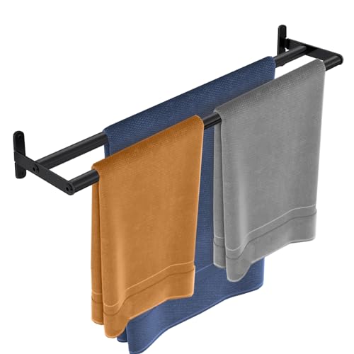 Double Towel Bar, 24 Inch Towel Racks for Bathroom, Stainless Steel Bathroom Towel Holder, Towel Rack Wall Mounted Towel Hanger Towel Rod, Matte Black - size: 24 Inch