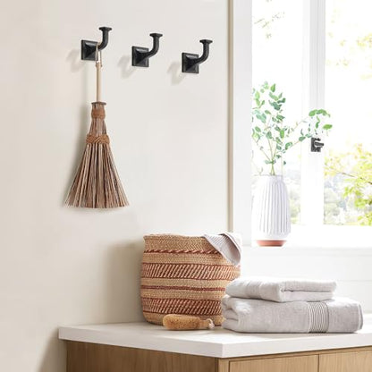 CHIVS Heavy Duty Sold Zinc Towel Hooks, Wall Mounted Square Robe Hooks for Bathroom, Kitchen, Bedroom, Hotel ，Matte Black Wall Hook 5 Pack - color: Matte Black