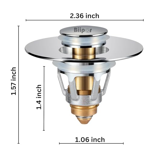 Universal Bathroom Sink Stopper, Sink Drain Strainer, Pop up Drain Hair Catcher, for 1.04-1.97 Inch Drain Hole, Anti Clogging Stainless Steel Drain Plug Water Stopper